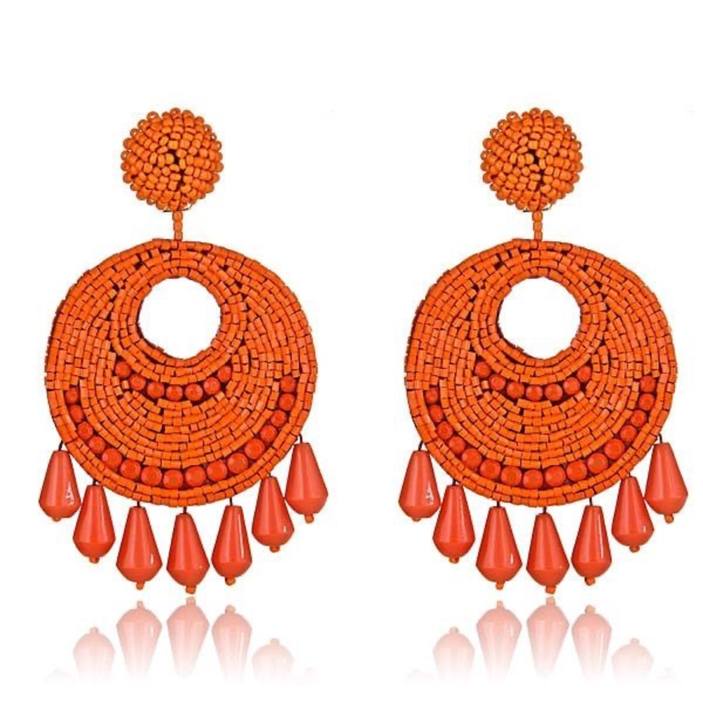 Kenneth Jay Lane Orange Beaded Earrings